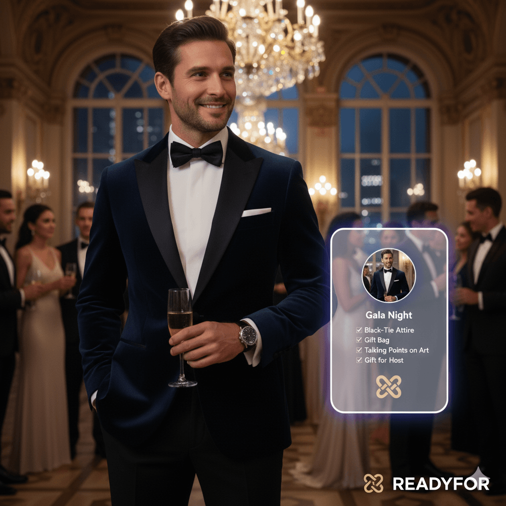 Formal gala outfit with tuxedo